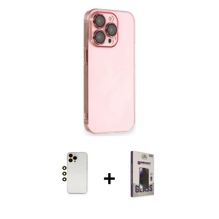 MARSİLYAN™- iPhone 13 Pro Max Kılıf Siluet Minimal Özel Seri - Siyah Bilvis Hayalet Cam Ekran Koruyucu + Shine Kamera Lens - GD