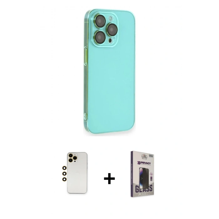 MARSİLYAN™- iPhone 13 Pro Max Kılıf Siluet Minimal Özel Seri - Siyah Bilvis Hayalet Cam Ekran Koruyucu + Shine Kamera Lens - GD