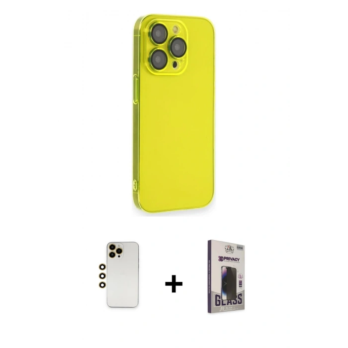 MARSİLYAN™- iPhone 13 Pro Max Kılıf Siluet Minimal Özel Seri - Siyah Bilvis Hayalet Cam Ekran Koruyucu + Shine Kamera Lens - GD
