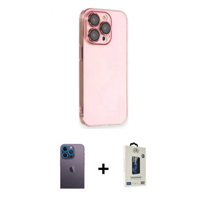 MARSİLYAN™- iPhone 13 Pro Max Kılıf Siluet Minimal Özel Seri - Siyah Bilvis Hayalet Cam Ekran Koruyucu + Neon Fosforlu Kamera Lens - MI
