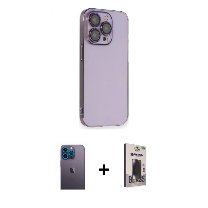 MARSİLYAN™- iPhone 13 Pro Max Kılıf Siluet Minimal Özel Seri - Siyah Bilvis Hayalet Cam Ekran Koruyucu + Neon Fosforlu Kamera Lens - MI