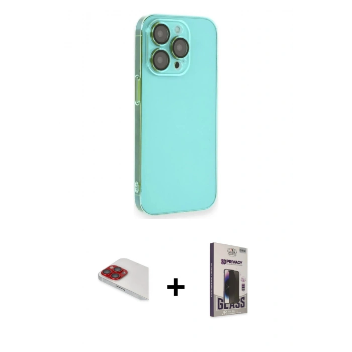 MARSİLYAN™- iPhone 13 Pro Max Kılıf Siluet Minimal Özel Seri - Siyah Bilvis Hayalet Cam Ekran Koruyucu + Pers Alüminyum Kamera Lens - KI