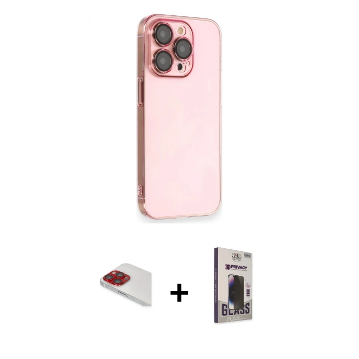 MARSİLYAN™- iPhone 13 Pro Max Kılıf Siluet Minimal Özel Seri - Siyah Bilvis Hayalet Cam Ekran Koruyucu + Pers Alüminyum Kamera Lens - KI