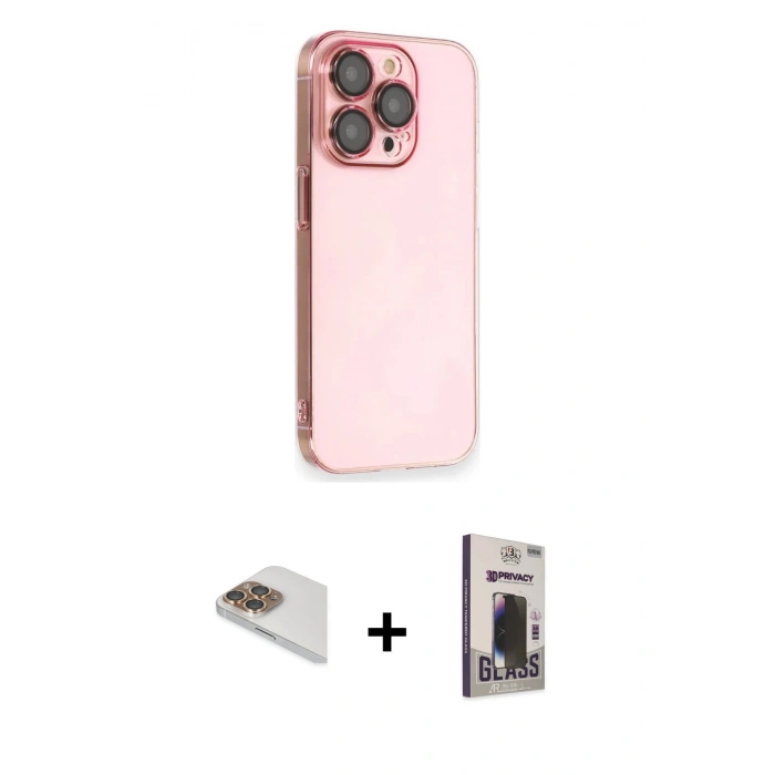MARSİLYAN™- iPhone 13 Pro Max Kılıf Siluet Minimal Özel Seri - Siyah Bilvis Hayalet Cam Ekran Koruyucu + Pers Alüminyum Kamera Lens - GD
