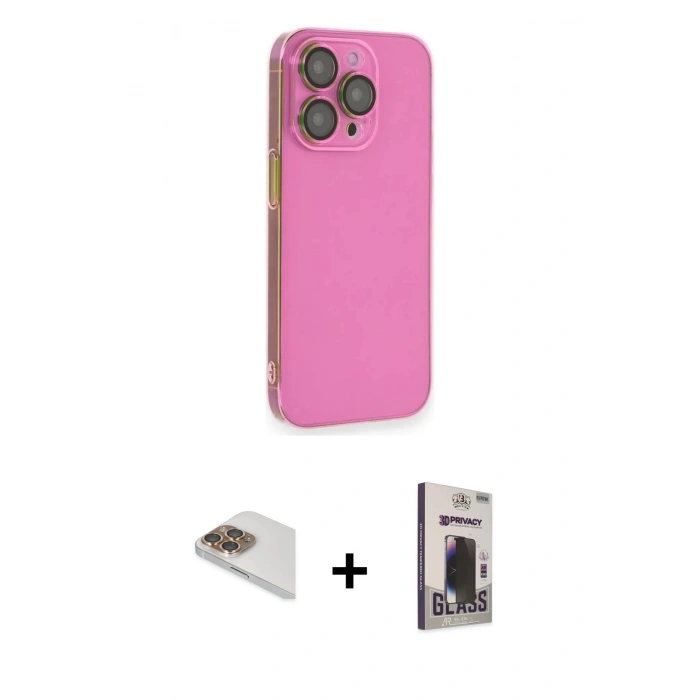 MARSİLYAN™- iPhone 13 Pro Max Kılıf Siluet Minimal Özel Seri - Siyah Bilvis Hayalet Cam Ekran Koruyucu + Pers Alüminyum Kamera Lens - GD