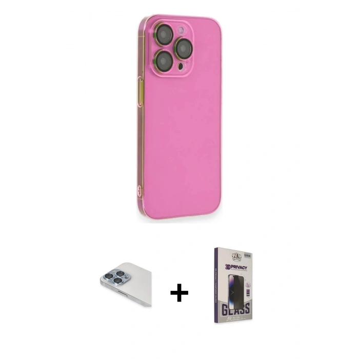 MARSİLYAN™- iPhone 13 Pro Max Kılıf Siluet Minimal Özel Seri - Siyah Bilvis Hayalet Cam Ekran Koruyucu + Pers Alüminyum Kamera Lens - SABE