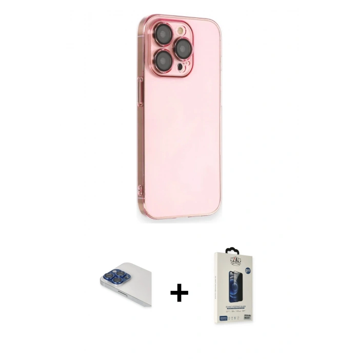 MARSİLYAN™- iPhone 13 Pro Max Kılıf Siluet Minimal Özel Seri - Siyah Bilvis Hayalet Cam Ekran Koruyucu + Pers Alüminyum Kamera Lens - LT