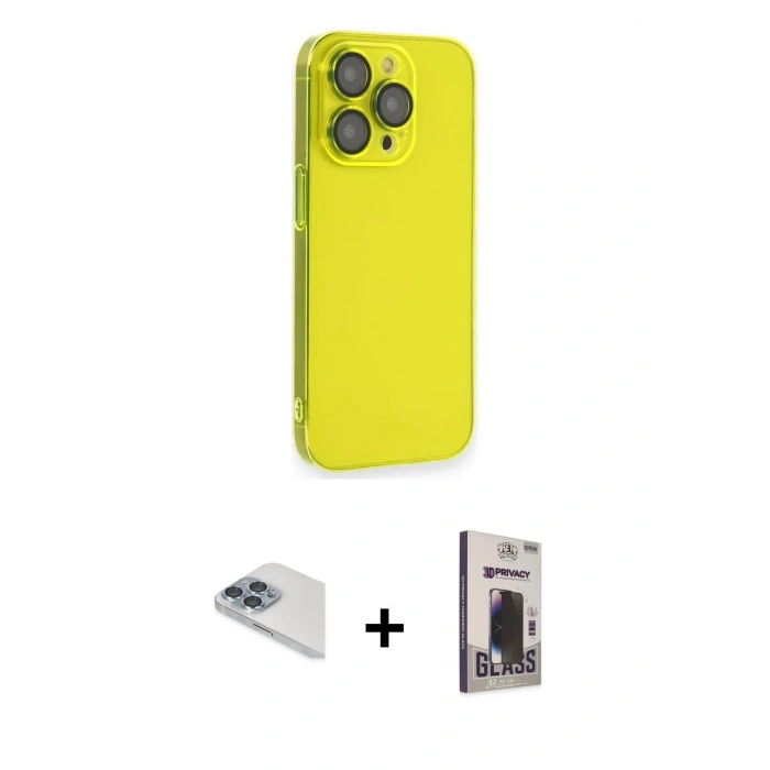 MARSİLYAN™- iPhone 13 Pro Max Kılıf Siluet Minimal Özel Seri - Siyah Bilvis Hayalet Cam Ekran Koruyucu + Pers Alüminyum Kamera Lens - SABE