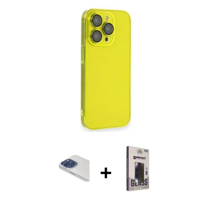 MARSİLYAN™- iPhone 13 Pro Max Kılıf Siluet Minimal Özel Seri - Siyah Bilvis Hayalet Cam Ekran Koruyucu + Pers Alüminyum Kamera Lens - LT
