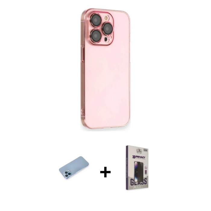 MARSİLYAN™- iPhone 13 Pro Max Kılıf Siluet Minimal Özel Seri - Siyah Bilvis Hayalet Cam Ekran Koruyucu + Shine Kamera Lens Koruma Cam - MI
