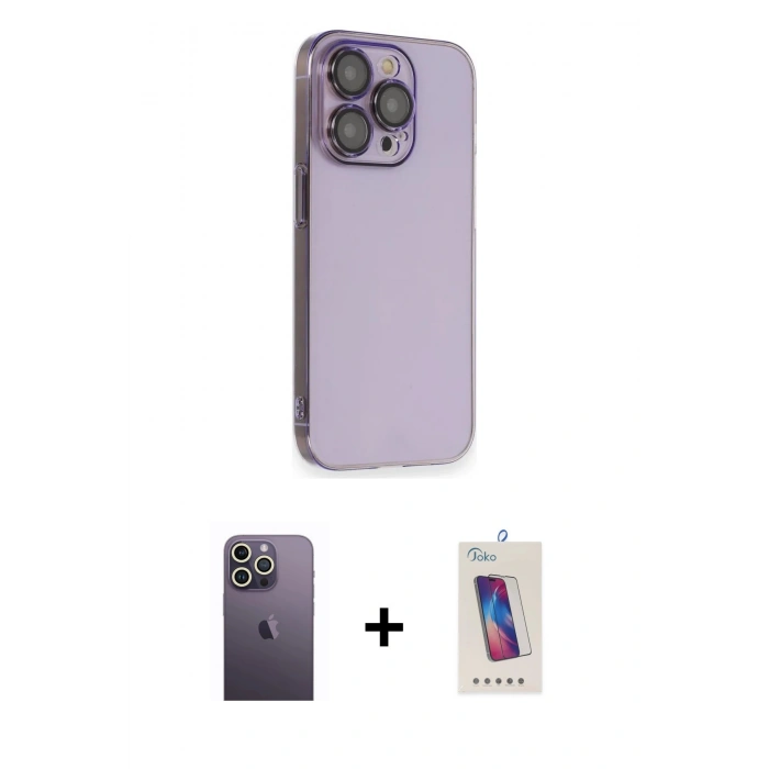 MARSİLYAN™- iPhone 13 Pro Max Kılıf Siluet Minimal Özel Seri - Siyah Joko 5D Cam + Neon Fosforlu Kamera Lens - BZ