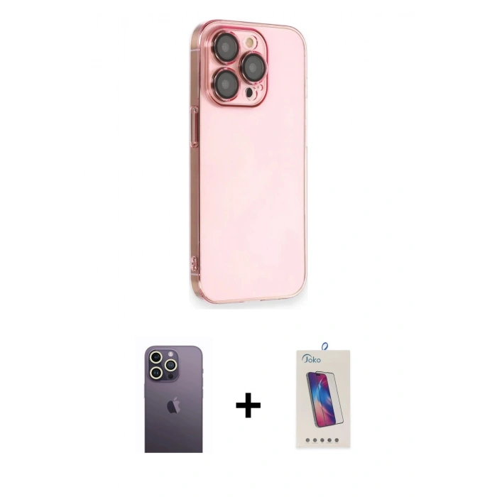 MARSİLYAN™- iPhone 13 Pro Max Kılıf Siluet Minimal Özel Seri - Siyah Joko 5D Cam + Neon Fosforlu Kamera Lens - BZ