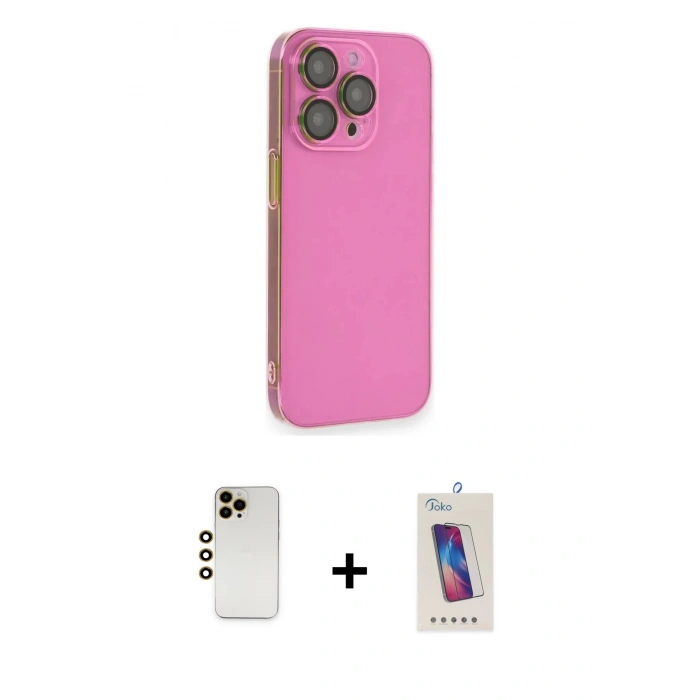 MARSİLYAN™- iPhone 13 Pro Max Kılıf Siluet Minimal Özel Seri - Siyah Joko 5D Cam + Shine Kamera Lens - GD