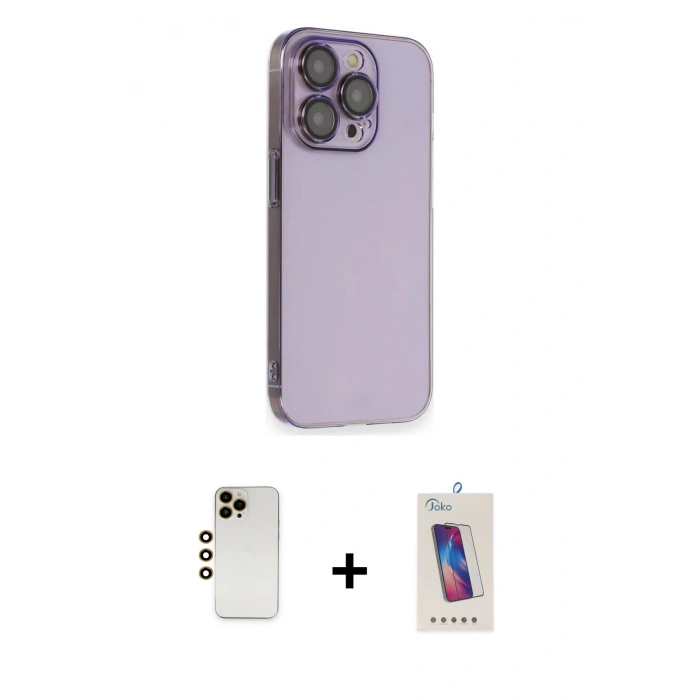 MARSİLYAN™- iPhone 13 Pro Max Kılıf Siluet Minimal Özel Seri - Siyah Joko 5D Cam + Shine Kamera Lens - GD
