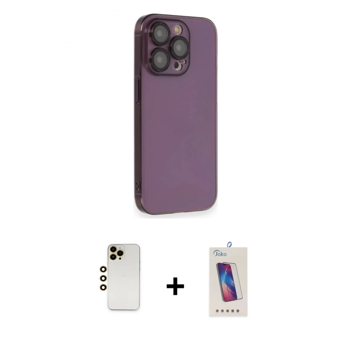 MARSİLYAN™- iPhone 13 Pro Max Kılıf Siluet Minimal Özel Seri - Siyah Joko 5D Cam + Shine Kamera Lens - GD