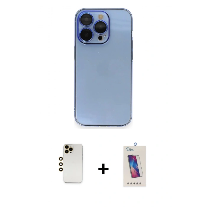 MARSİLYAN™- iPhone 13 Pro Max Kılıf Siluet Minimal Özel Seri - Siyah Joko 5D Cam + Shine Kamera Lens - GD