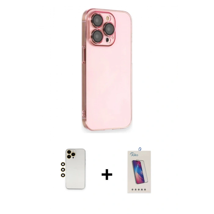 MARSİLYAN™- iPhone 13 Pro Max Kılıf Siluet Minimal Özel Seri - Siyah Joko 5D Cam + Shine Kamera Lens - GD