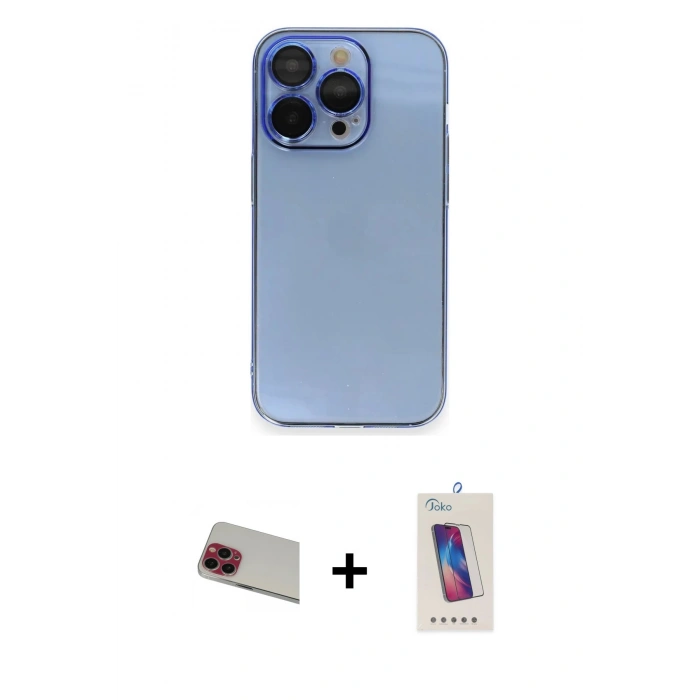 MARSİLYAN™- iPhone 13 Pro Max Kılıf Siluet Minimal Özel Seri - Siyah Joko 5D Cam + Rainbow Kamera Lens Koruma Cam - KI