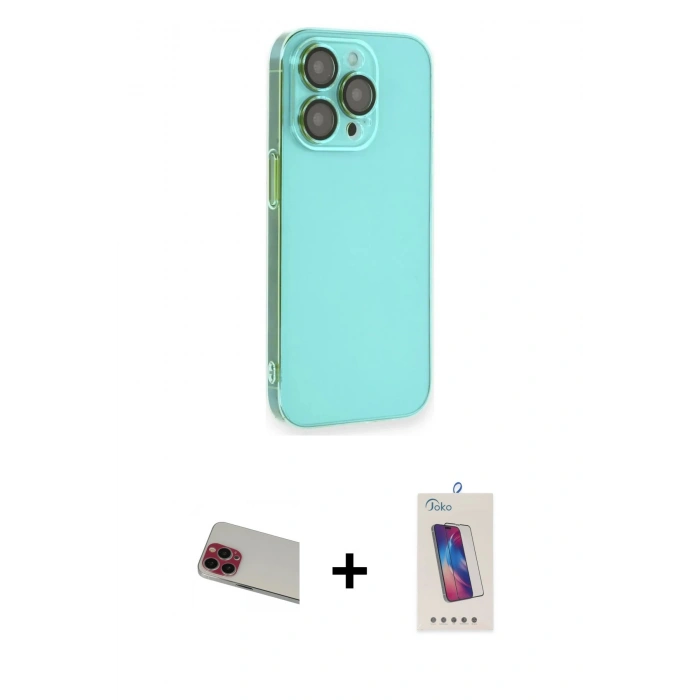 MARSİLYAN™- iPhone 13 Pro Max Kılıf Siluet Minimal Özel Seri - Siyah Joko 5D Cam + Rainbow Kamera Lens Koruma Cam - KI