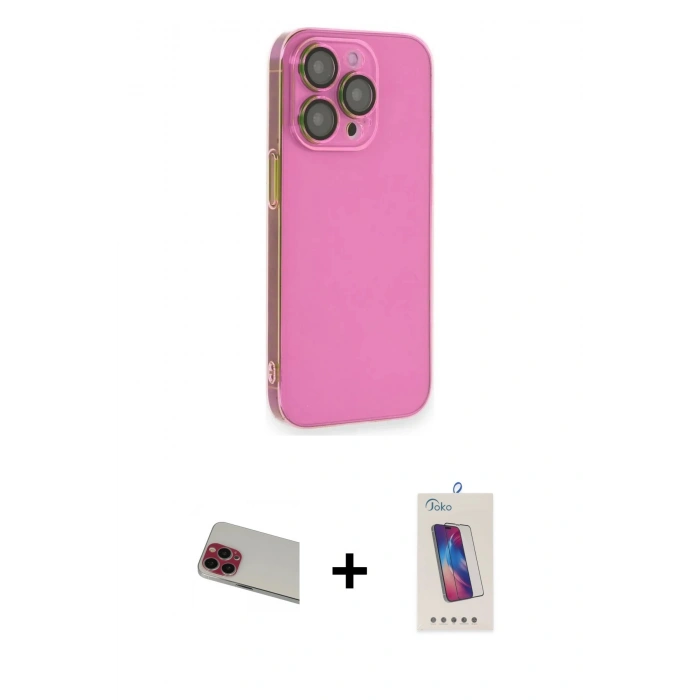 MARSİLYAN™- iPhone 13 Pro Max Kılıf Siluet Minimal Özel Seri - Siyah Joko 5D Cam + Rainbow Kamera Lens Koruma Cam - KI