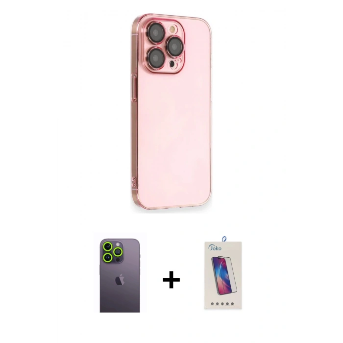 MARSİLYAN™- iPhone 13 Pro Max Kılıf Siluet Minimal Özel Seri - Siyah Joko 5D Cam + Neon Fosforlu Kamera Lens - YL