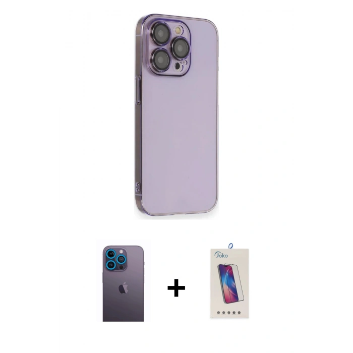 MARSİLYAN™- iPhone 13 Pro Max Kılıf Siluet Minimal Özel Seri - Siyah Joko 5D Cam + Neon Fosforlu Kamera Lens - MI