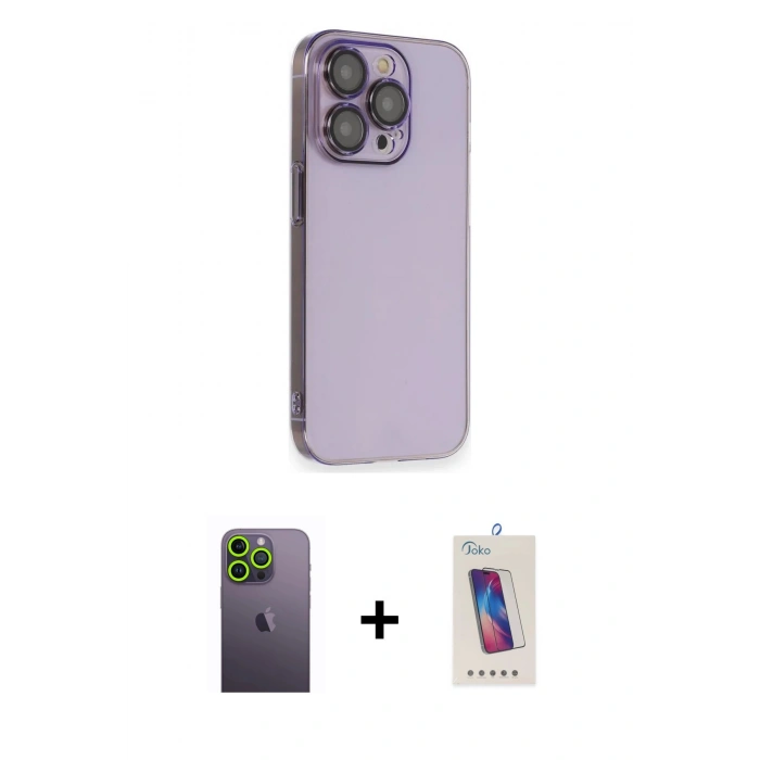 MARSİLYAN™- iPhone 13 Pro Max Kılıf Siluet Minimal Özel Seri - Siyah Joko 5D Cam + Neon Fosforlu Kamera Lens - YL