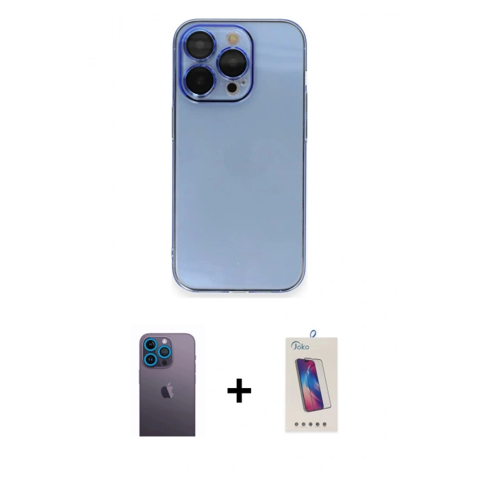 MARSİLYAN™- iPhone 13 Pro Max Kılıf Siluet Minimal Özel Seri - Siyah Joko 5D Cam + Neon Fosforlu Kamera Lens - MI
