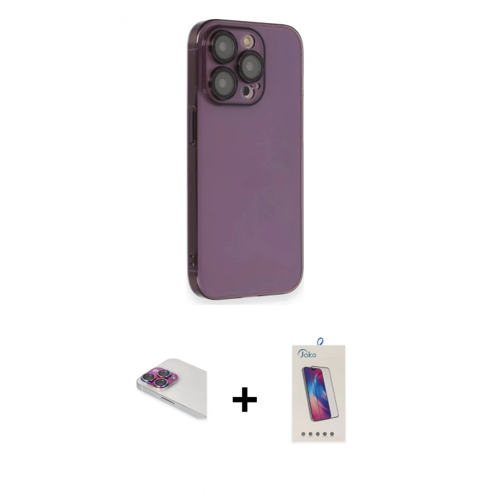 MARSİLYAN™- iPhone 13 Pro Max Kılıf Siluet Minimal Özel Seri - Siyah Joko 5D Cam + Pers Alüminyum Kamera Lens - GI