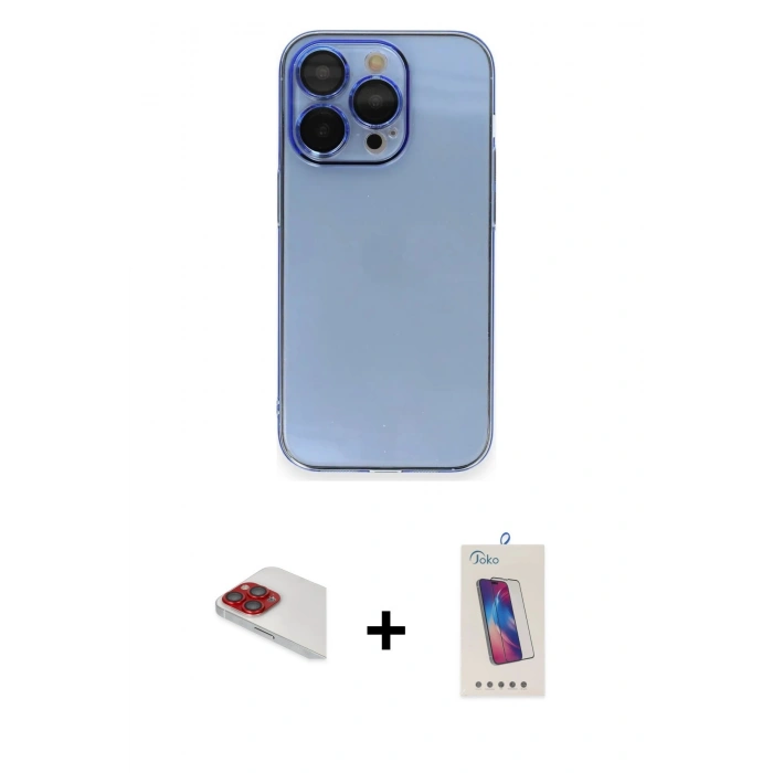 MARSİLYAN™- iPhone 13 Pro Max Kılıf Siluet Minimal Özel Seri - Siyah Joko 5D Cam + Pers Alüminyum Kamera Lens - KI