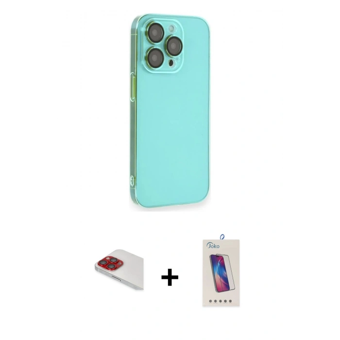 MARSİLYAN™- iPhone 13 Pro Max Kılıf Siluet Minimal Özel Seri - Siyah Joko 5D Cam + Pers Alüminyum Kamera Lens - KI