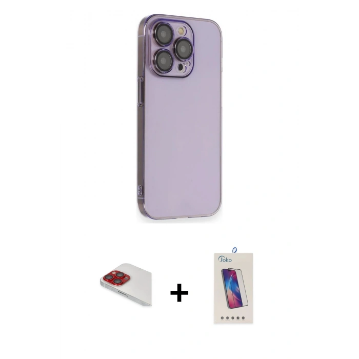 MARSİLYAN™- iPhone 13 Pro Max Kılıf Siluet Minimal Özel Seri - Siyah Joko 5D Cam + Pers Alüminyum Kamera Lens - KI