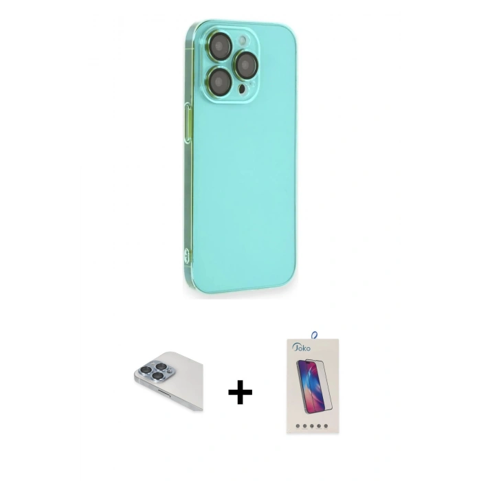 MARSİLYAN™- iPhone 13 Pro Max Kılıf Siluet Minimal Özel Seri - Siyah Joko 5D Cam + Pers Alüminyum Kamera Lens - SABE