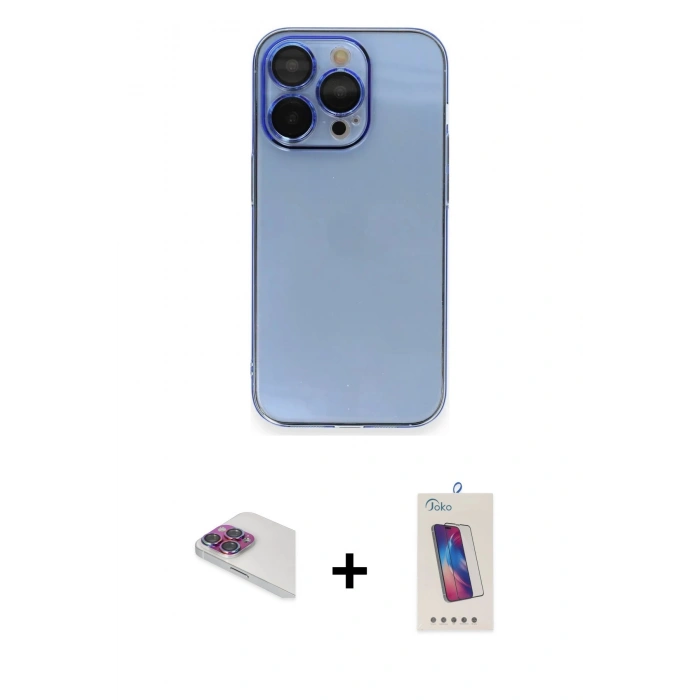MARSİLYAN™- iPhone 13 Pro Max Kılıf Siluet Minimal Özel Seri - Siyah Joko 5D Cam + Pers Alüminyum Kamera Lens - GI
