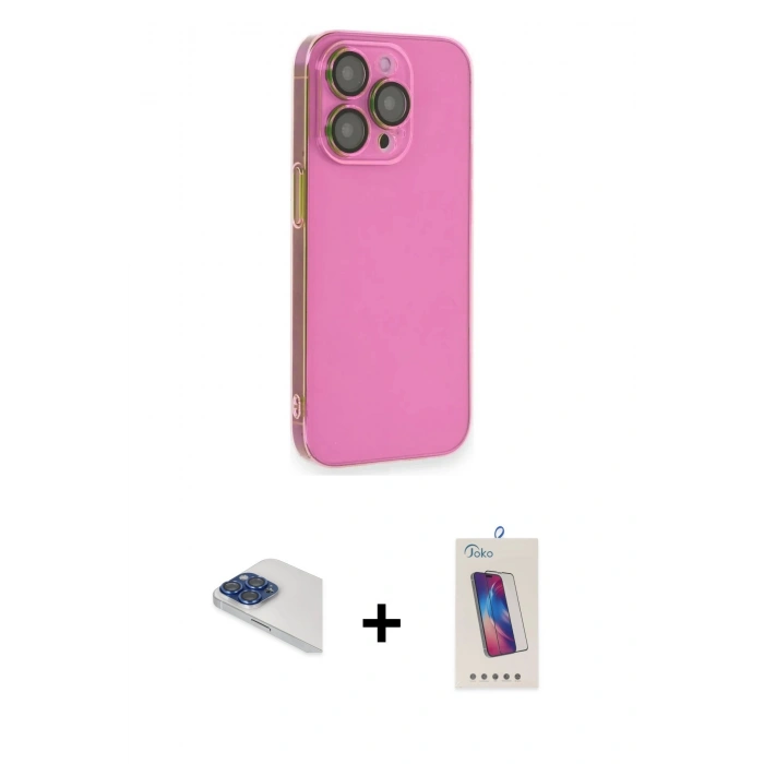 MARSİLYAN™- iPhone 13 Pro Max Kılıf Siluet Minimal Özel Seri - Siyah Joko 5D Cam + Pers Alüminyum Kamera Lens - LT