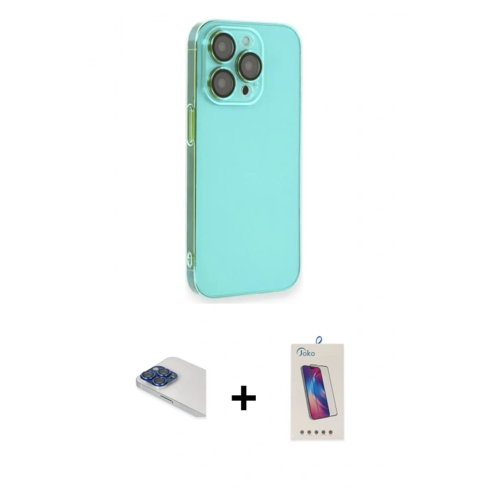MARSİLYAN™- iPhone 13 Pro Max Kılıf Siluet Minimal Özel Seri - Siyah Joko 5D Cam + Pers Alüminyum Kamera Lens - LT