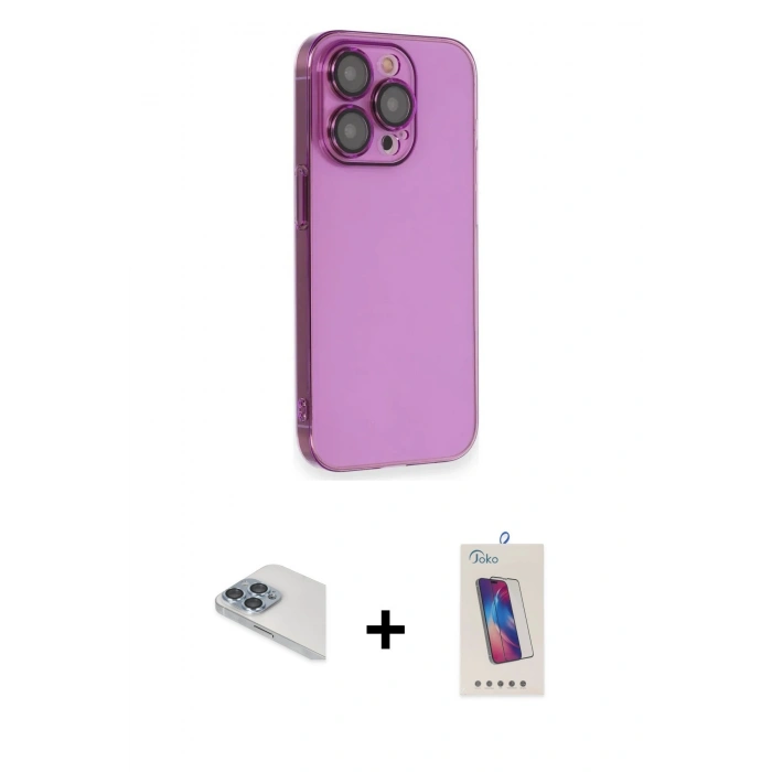 MARSİLYAN™- iPhone 13 Pro Max Kılıf Siluet Minimal Özel Seri - Siyah Joko 5D Cam + Pers Alüminyum Kamera Lens - SABE
