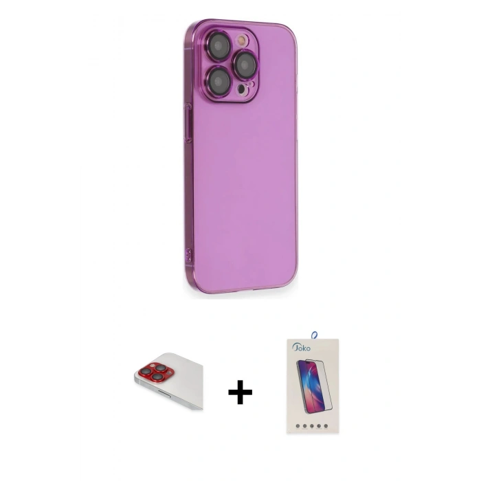 MARSİLYAN™- iPhone 13 Pro Max Kılıf Siluet Minimal Özel Seri - Siyah Joko 5D Cam + Pers Alüminyum Kamera Lens - KI