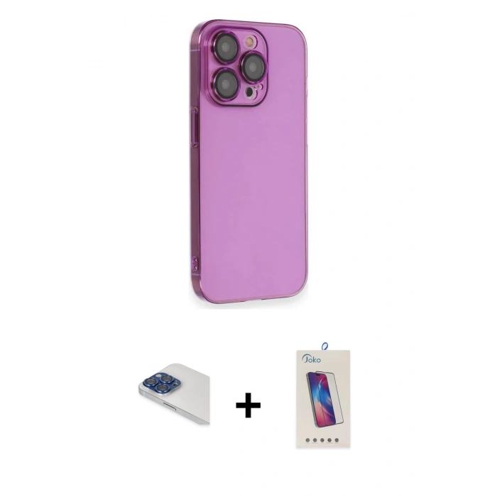 MARSİLYAN™- iPhone 13 Pro Max Kılıf Siluet Minimal Özel Seri - Siyah Joko 5D Cam + Pers Alüminyum Kamera Lens - LT