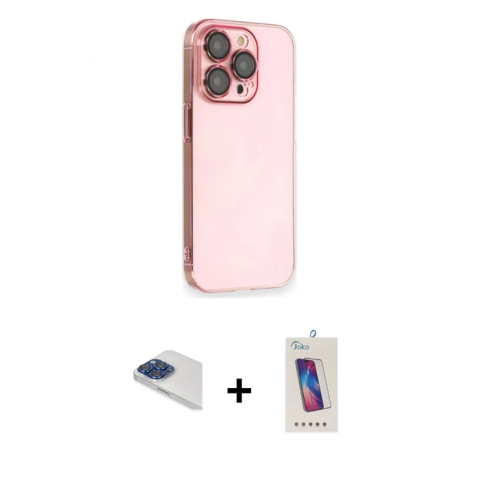 MARSİLYAN™- iPhone 13 Pro Max Kılıf Siluet Minimal Özel Seri - Siyah Joko 5D Cam + Pers Alüminyum Kamera Lens - LT
