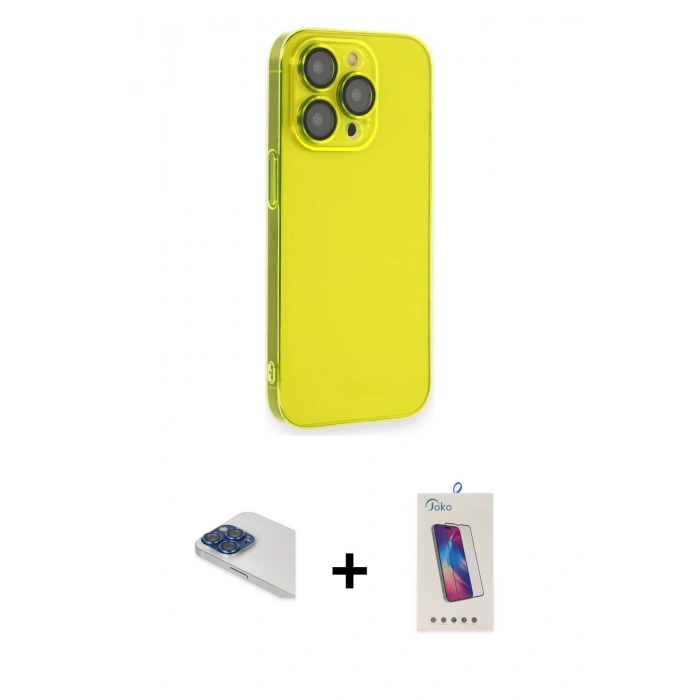 MARSİLYAN™- iPhone 13 Pro Max Kılıf Siluet Minimal Özel Seri - Siyah Joko 5D Cam + Pers Alüminyum Kamera Lens - LT
