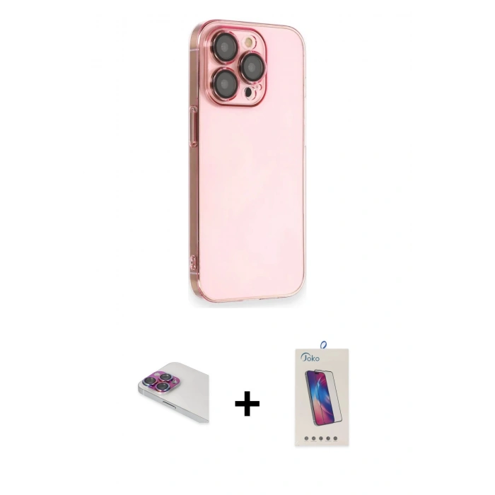 MARSİLYAN™- iPhone 13 Pro Max Kılıf Siluet Minimal Özel Seri - Siyah Joko 5D Cam + Pers Alüminyum Kamera Lens - GI