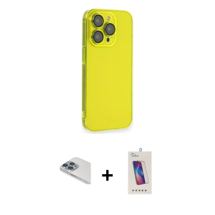 MARSİLYAN™- iPhone 13 Pro Max Kılıf Siluet Minimal Özel Seri - Siyah Joko 5D Cam + Pers Alüminyum Kamera Lens - SABE