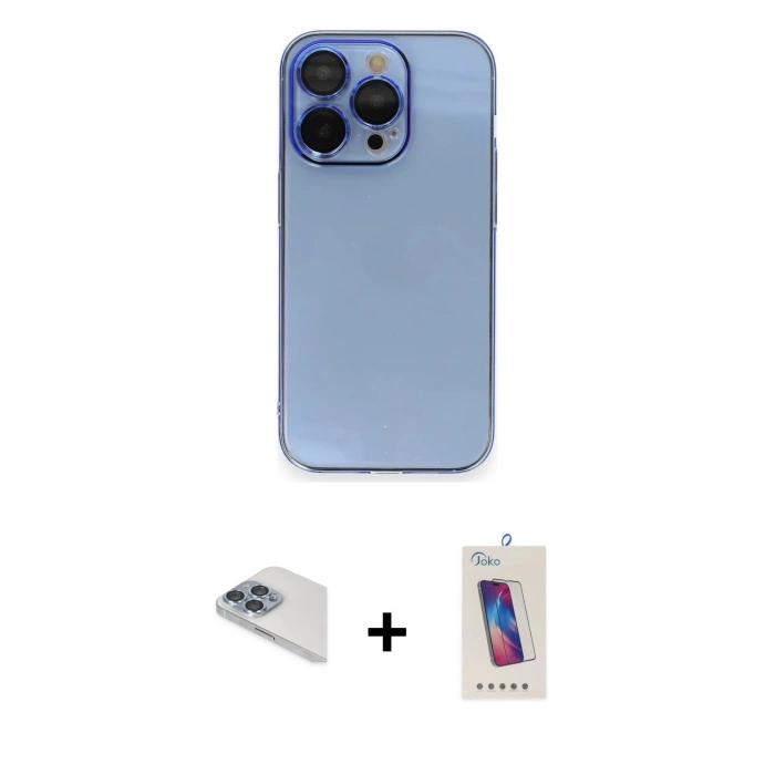 MARSİLYAN™- iPhone 13 Pro Max Kılıf Siluet Minimal Özel Seri - Siyah Joko 5D Cam + Pers Alüminyum Kamera Lens - SABE
