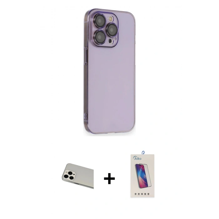 MARSİLYAN™- iPhone 13 Pro Max Kılıf Siluet Minimal Özel Seri - Siyah Joko 5D Cam + Rainbow Kamera Lens Koruma Cam - BZ