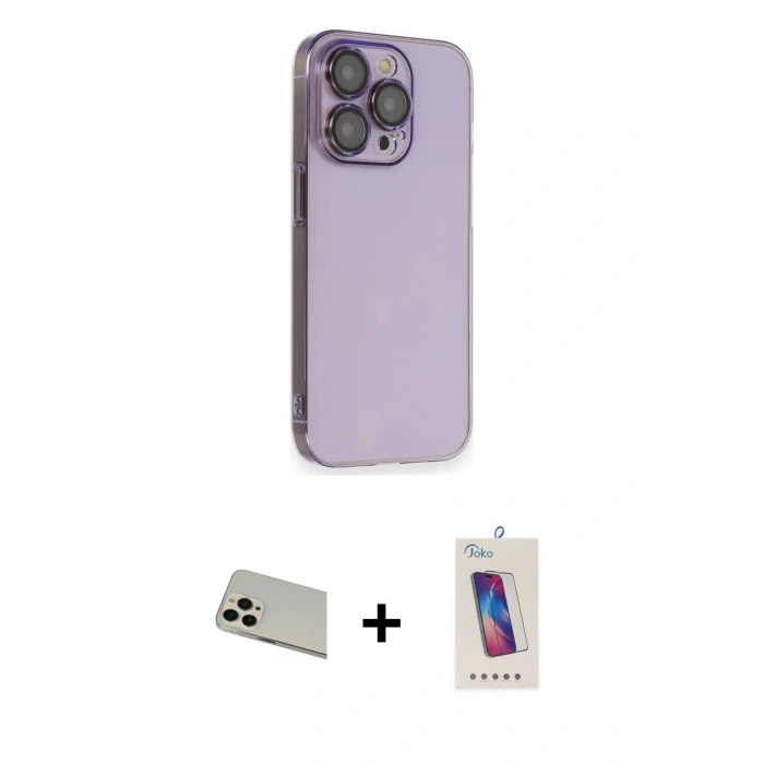 MARSİLYAN™- iPhone 13 Pro Max Kılıf Siluet Minimal Özel Seri - Siyah Joko 5D Cam + Rainbow Kamera Lens Koruma Cam - REGD