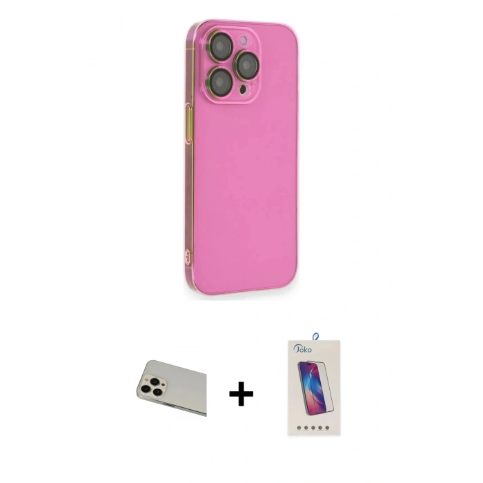 MARSİLYAN™- iPhone 13 Pro Max Kılıf Siluet Minimal Özel Seri - Siyah Joko 5D Cam + Rainbow Kamera Lens Koruma Cam - REGD