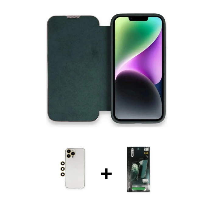 MARSİLYAN™- iPhone 13 Pro Max Kılıf Siluet Minimal Serisi - Şeffaf 360 Full Body Arka Koruyucu + Shine Kamera Lens - GD