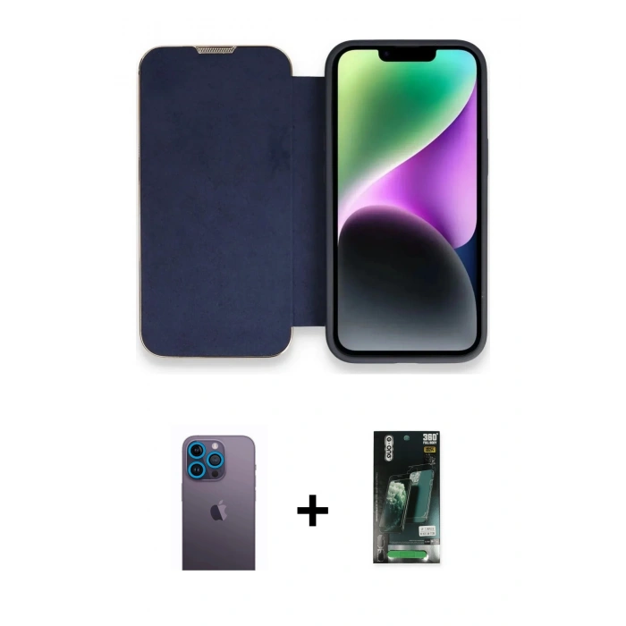 MARSİLYAN™- iPhone 13 Pro Max Kılıf Siluet Minimal Serisi - Şeffaf 360 Full Body Arka Koruyucu + Neon Fosforlu Kamera Lens - MI