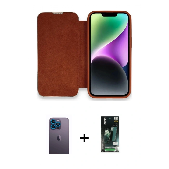 MARSİLYAN™- iPhone 13 Pro Max Kılıf Siluet Minimal Serisi - Şeffaf 360 Full Body Arka Koruyucu + Neon Fosforlu Kamera Lens - MI